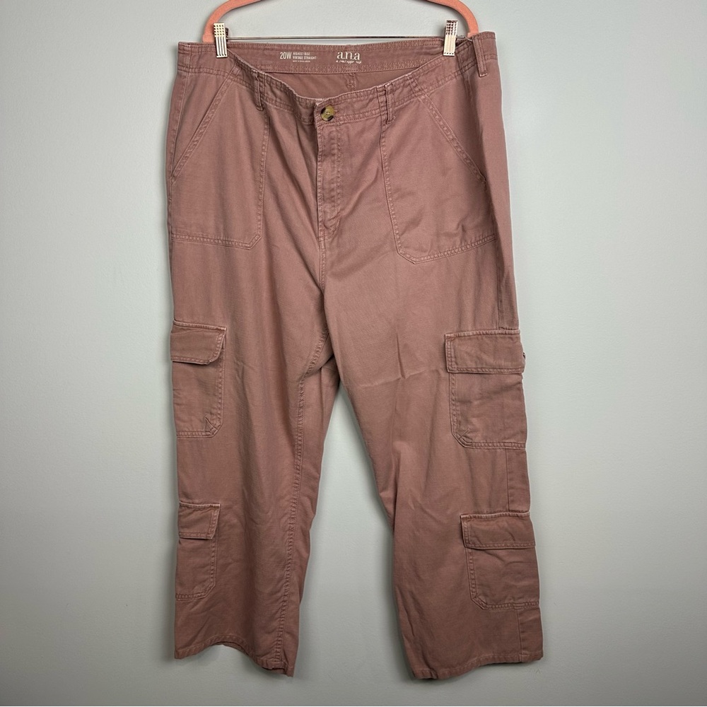 a.n.a Women's Straight Leg Cargo Pants in Pink Size 20W